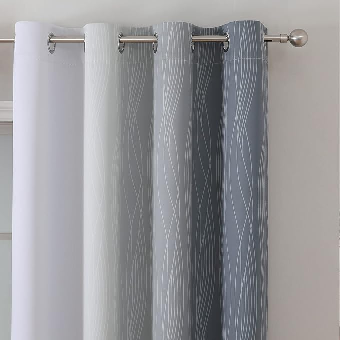 Estelar Textiler Thermal Insulated Blackout Curtains 96 Inches Long, Ombre Grey