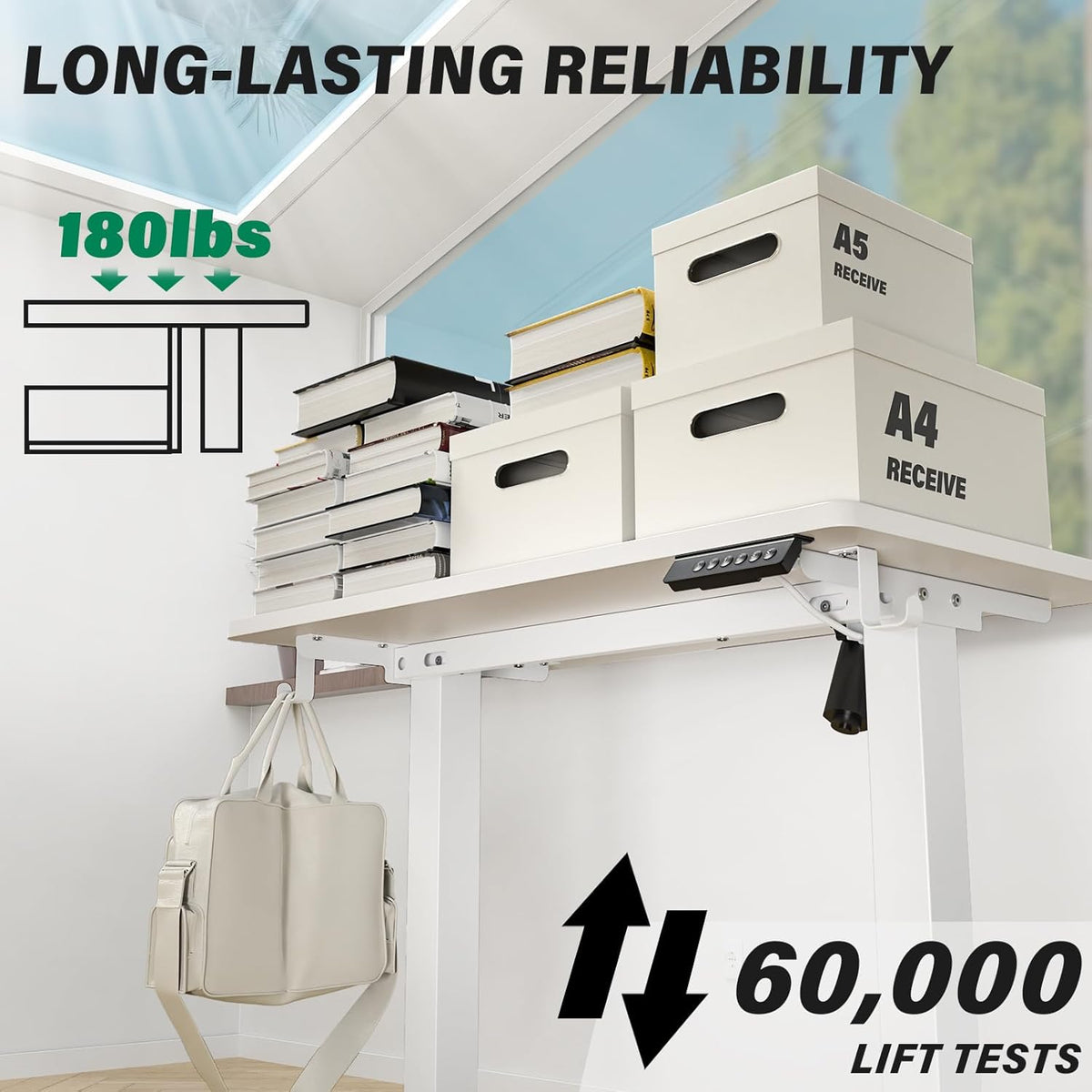Kingant Standing Desk Height Adjustable Small Electric Stand Up Desks [35 x 20 Inch] - Ergonomic Sit Stand Desk Rising Desks for Home Office Computer Desk Workstation