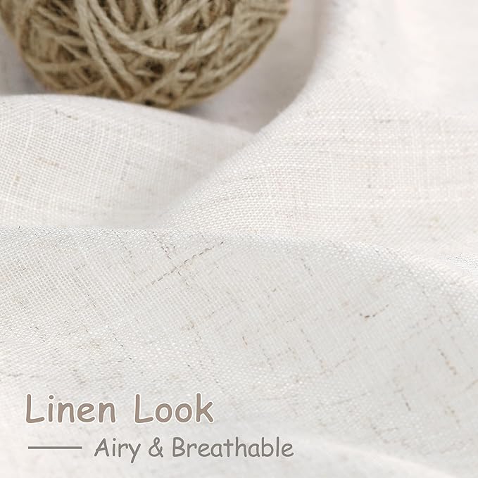 Ivory White Linen Curtains 90 inch