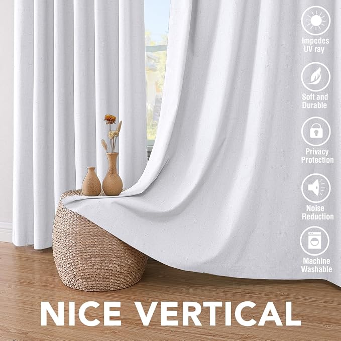 H.VERSAILTEX Primitive Linen Curtains 100% Blackout Curtain Drapes Burlap