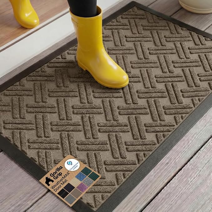 GORILLA GRIP 100% Waterproof All-Season WeatherMAX Doormat 35x23, US Designed