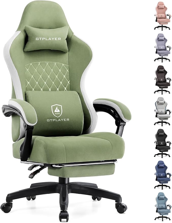 GTPLAYER Gaming Chair, Computer Office Chair with Pocket Spring Cushion, Linkage Armrests and Footrest, High Back Ergonomic Computer Chair with Lumbar Support Task Chair with Footrest