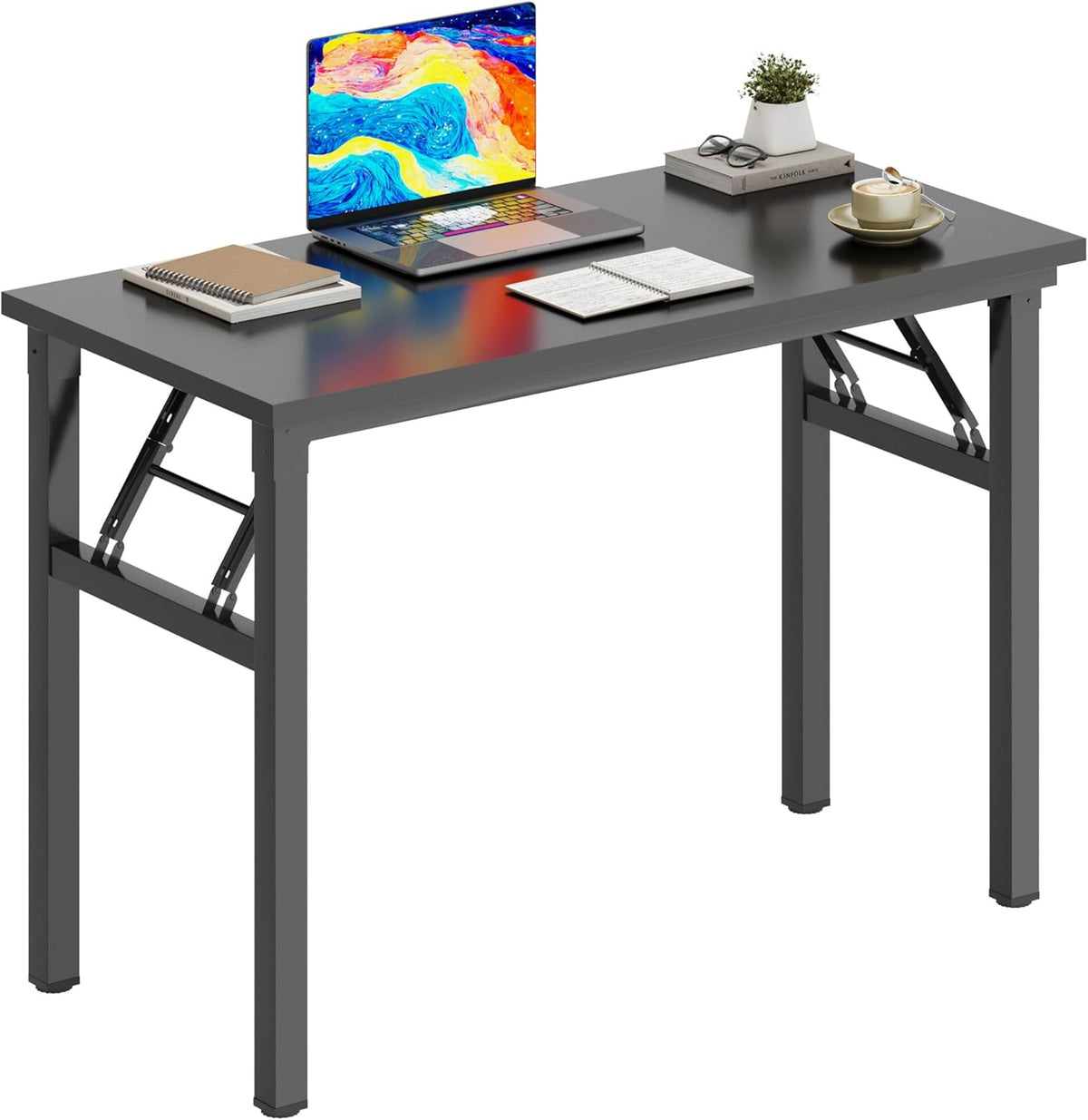 DlandHome 31.5 inches Small Computer Desk for Home Office Folding Table Writing Table for Small Spaces Study Table Laptop Desk No Assembly Required Black DND-AC5CB-8040