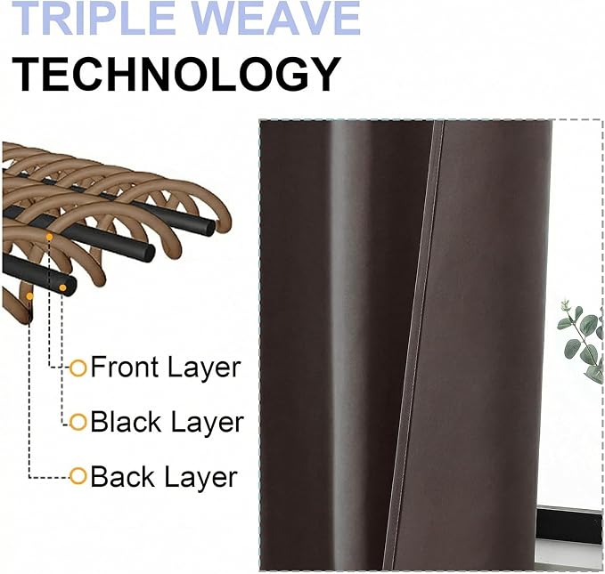 Simplebrand Ava Chocolate Short 36 Inches Blackout Curtain 2 Panels Set