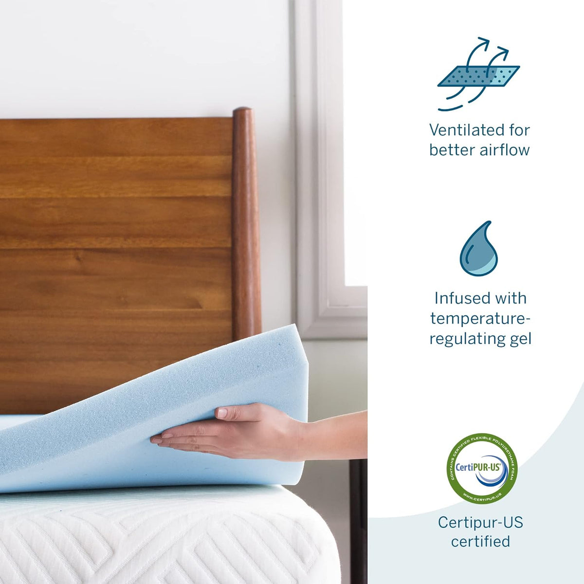 LUCID 3-inch Ventilated Gel Memory Foam Mattress Topper - Queen