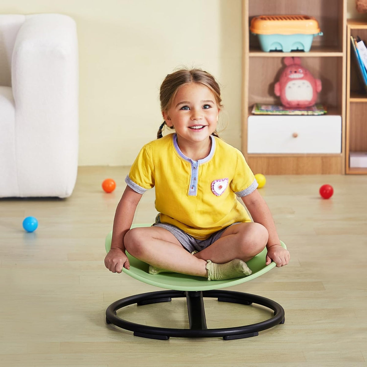VEVOR Kids Swivel Chair, 220 LBS Capacity, Sensory Spinning Chair, Autistic Kids Sensory Toy with Non-Slip Metal Base, Toddler Sit and Spin for Coordination Balance Focus Training Green