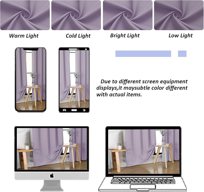 Simplebrand Ava Lilac Short Blackout Curtains