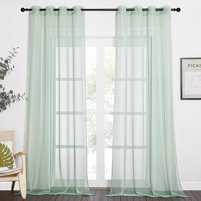 NICETOWN Sheer Sage Green Curtains