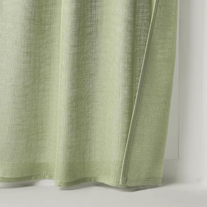 MIULEE Sage Green Kitchen Curtains 36 Inch Length 2 Panels, Soft Thick Linen