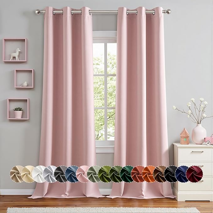 MIULEE Baby Pink Blackout Curtains
