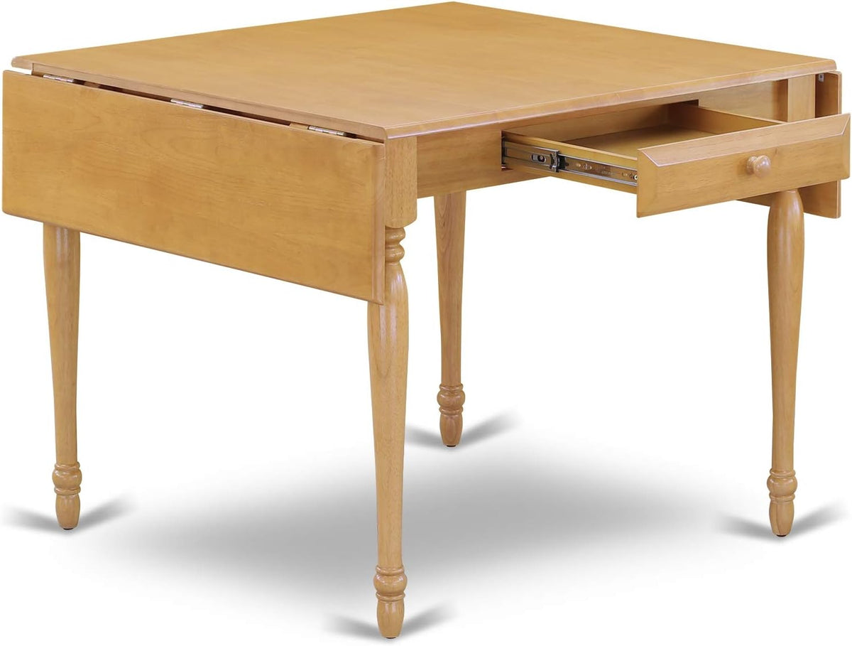 East West Furniture MZDL5-OAK-W 5 Piece Dining Room Table Set Includes a Rectangle Kitchen Table with Dropleaf and 4 Dining Chairs, 36x54 Inch, Oak
