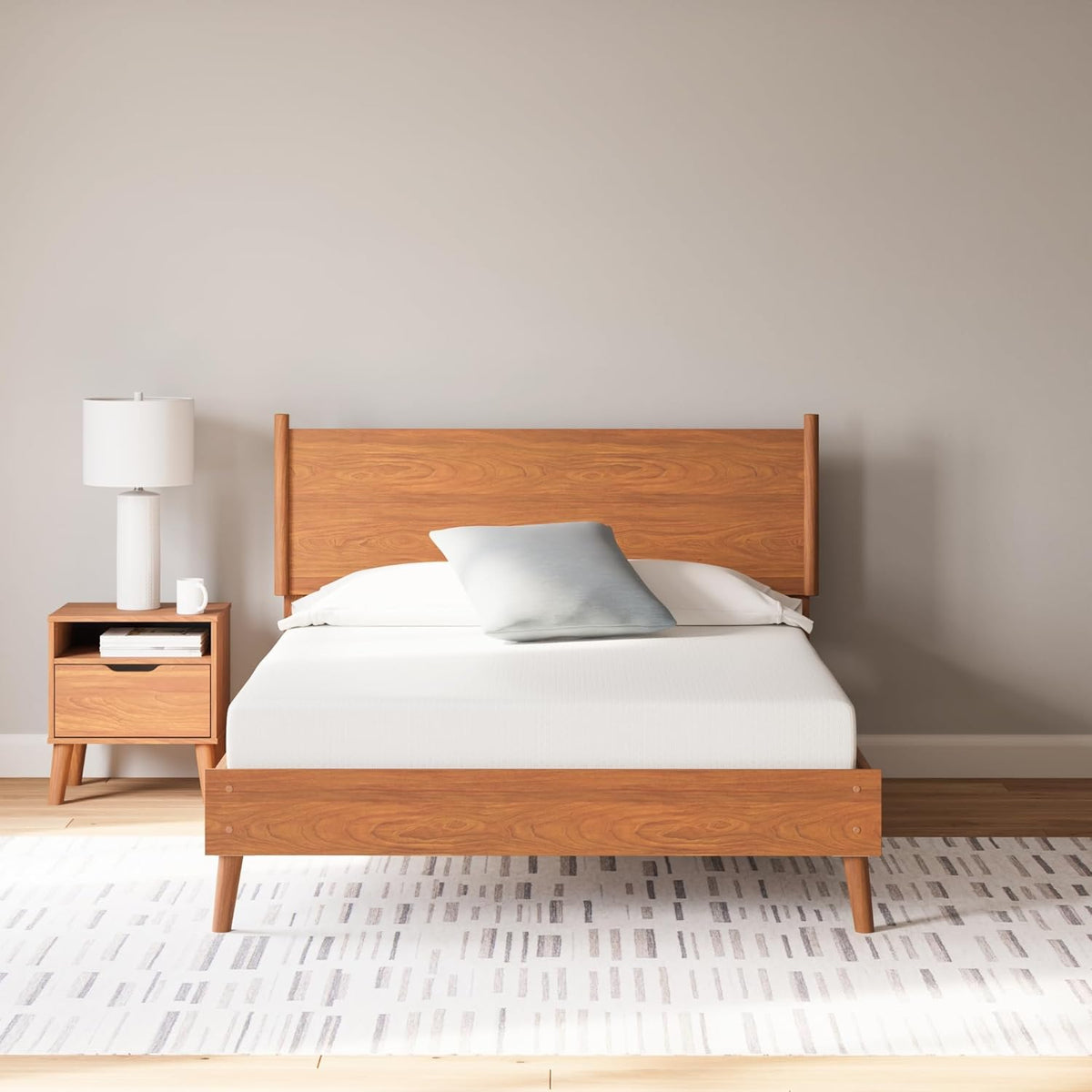 Signature Design by Ashley Queen Size Chime 8 Inch Medium Firm Gel Memory Foam Mattress with Green Tea & Charcoal Extract, Fiberglass Free, Mattress In A Box