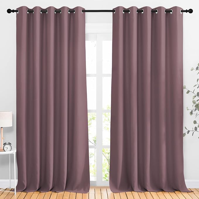 NICETOWN Room Darkening 118 inch Long Curtains, Grommet Thermal Drapes Weighted