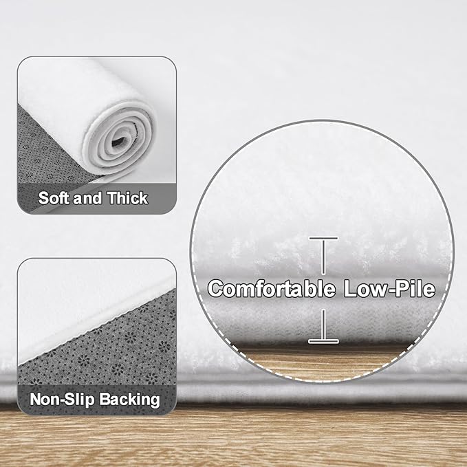 Amearea White Round Area Rugs 5ft Washable Circle Rugs