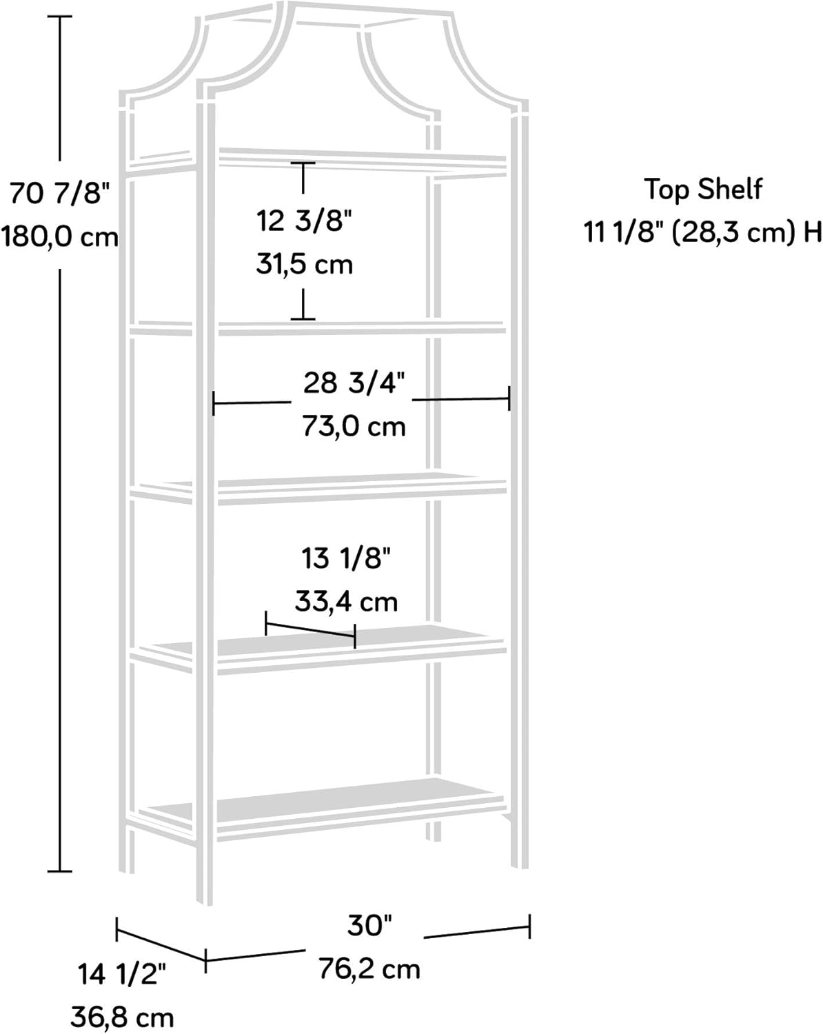 Sauder International Lux Open Shelving, Deco Stone Finish