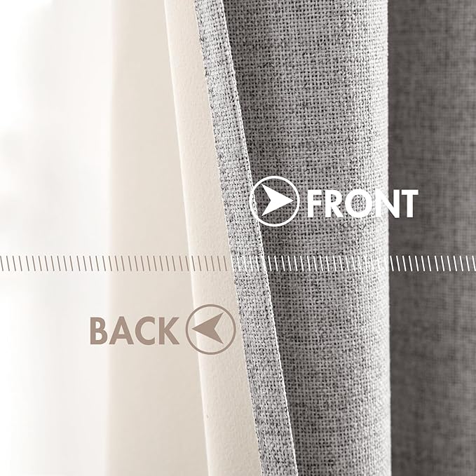 MIULEE Linen Texture Curtains for Bedroom Solid 100% Blackout Thermal Insulated