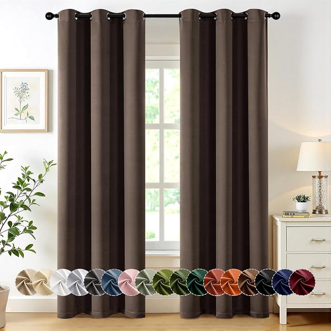 MIULEE Chocolate Brown Blackout Curtains