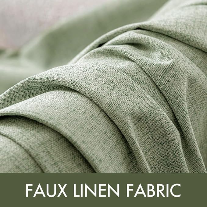 MIULEE Linen Texture Curtains for Bedroom Solid 100% Blackout Thermal Insulated