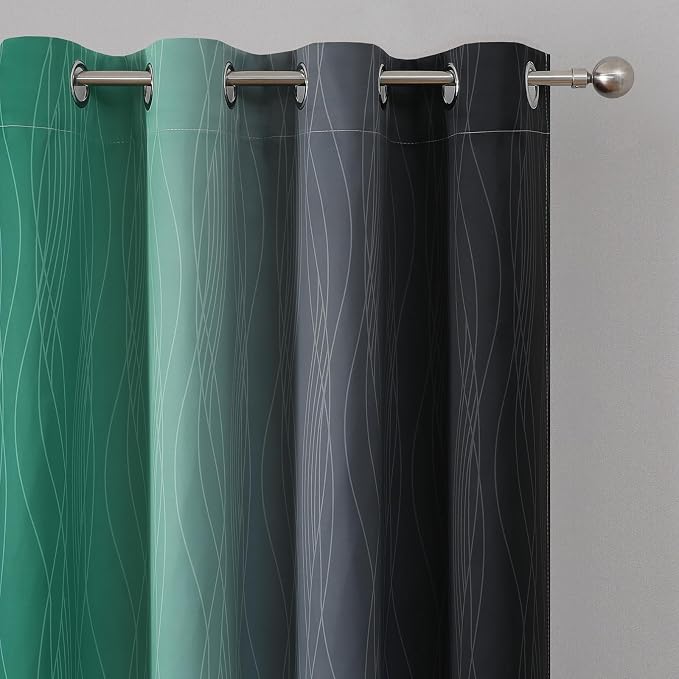 Estelar Textiler Black and Green Blackout Ombre Curtains