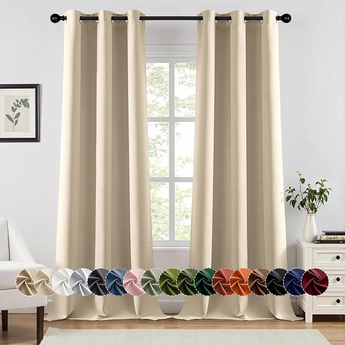 MIULEE Cream Beige Blackout Curtains