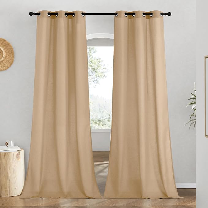 NICETOWN Rustic Linen 96 inch Long Curtains