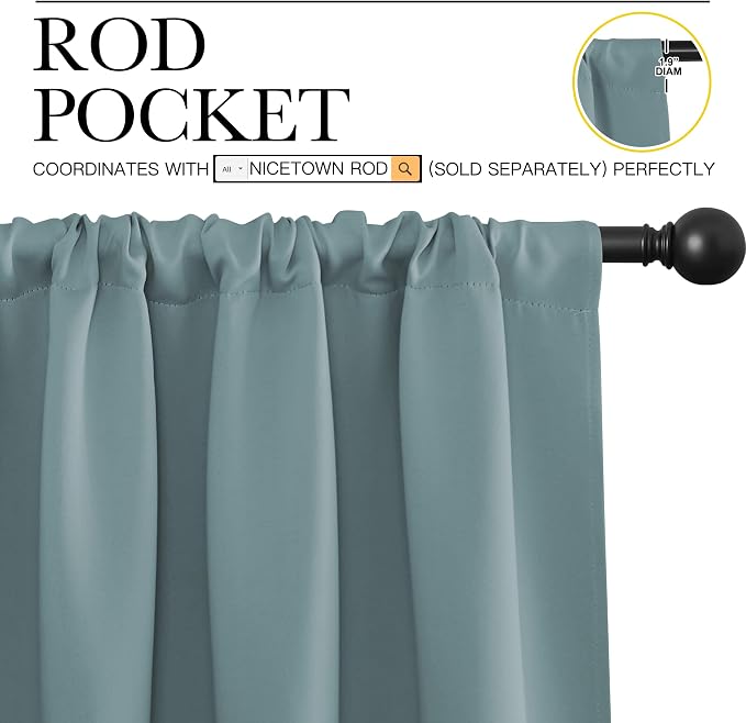 NICETOWN Greyish Blue Blackout Curtains Panels