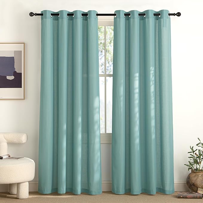 NICETOWN Greyish Blue Linen Curtains
