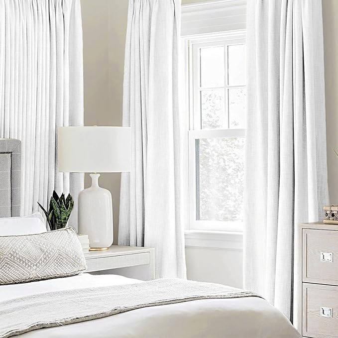 MIULEE Linen Textured Curtains Solid 100% Blackout