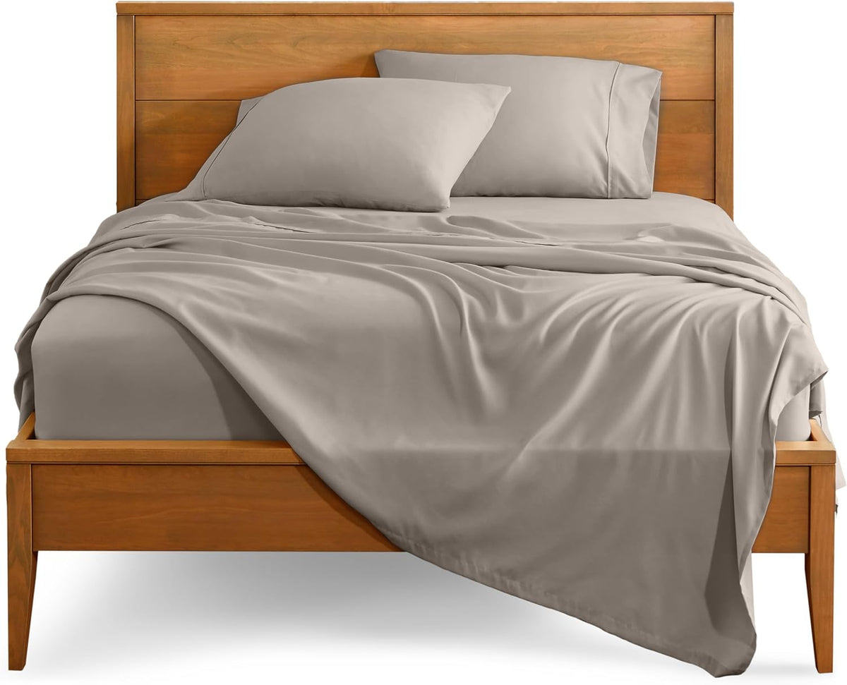 Bare Home Queen Sheet Set - Luxury 1800 Ultra-Soft Microfiber Bed Sheets - Double Brushed - Deep Pockets - Easy Fit - 4 Piece Set - Bedding Sheets & Pillowcases (Queen, Khaki)