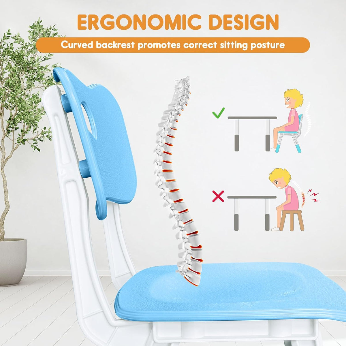 Kid Chairs Indoor 3 Level Adjustable Suitable for Children Age 2-6. Toddler Chairs Maximum Load-Bearing 220LBS for Family Classroom and Nursery Kids Activity Chair Set