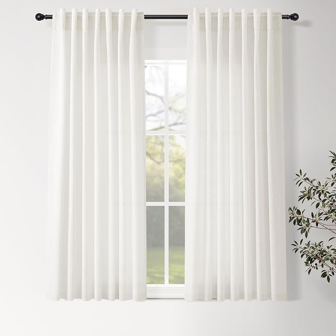 Neutral Linen Curtains 45 Inch Length