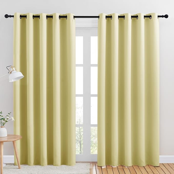 NICETOWN Room Darkening Draperies Window Curtain Panels, Paler Yellow, 2 Panels