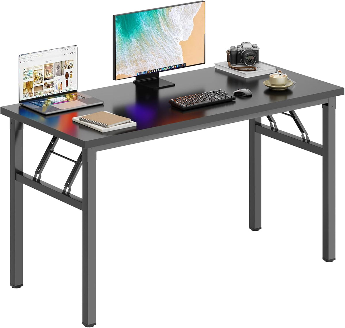 DlandHome 47 inches Folding Table Computer Desk Portable Activity Conference Table Home Office Desk, Fully Assembled Black DND-ND5-120BB