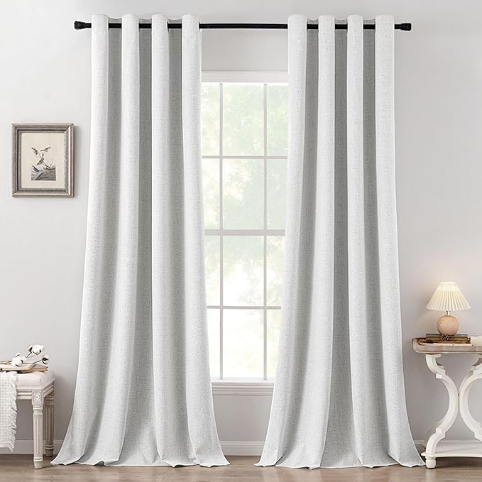 MIULEE 100% Blackout Linen Textured Curtains