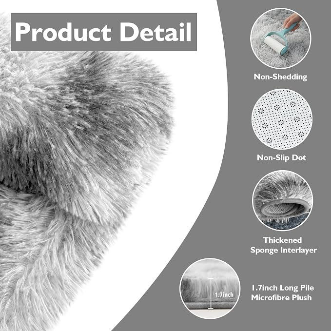 Tie-Dyed Fluffy Round Rug, Soft Area Rugs