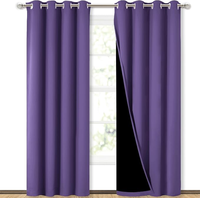 NICETOWN Lilac Purple Full Shade Curtain Panels, Pair of Energy Smart & Noise