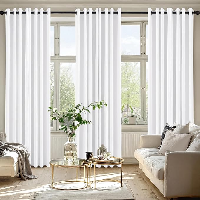 MIULEE Pure White Blackout Curtains