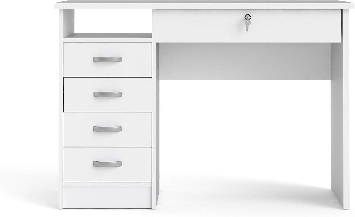 Tvilum Desk with 5 Drawers, White