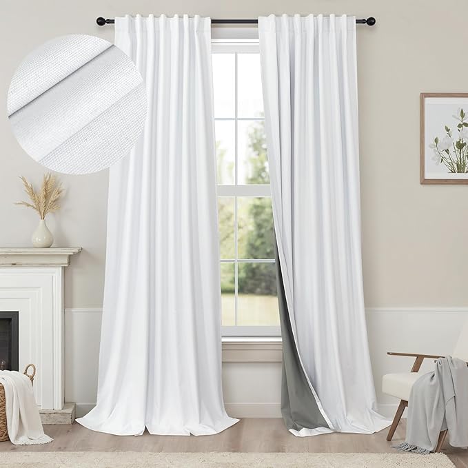 Blackout Curtains 92 Inches Long 2 Panels Set Modern Farmhouse Style Privacy