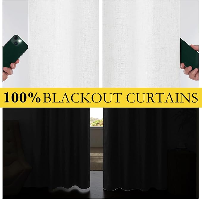 NICETOWN 100% Absolutely Blackout Linen Curtains