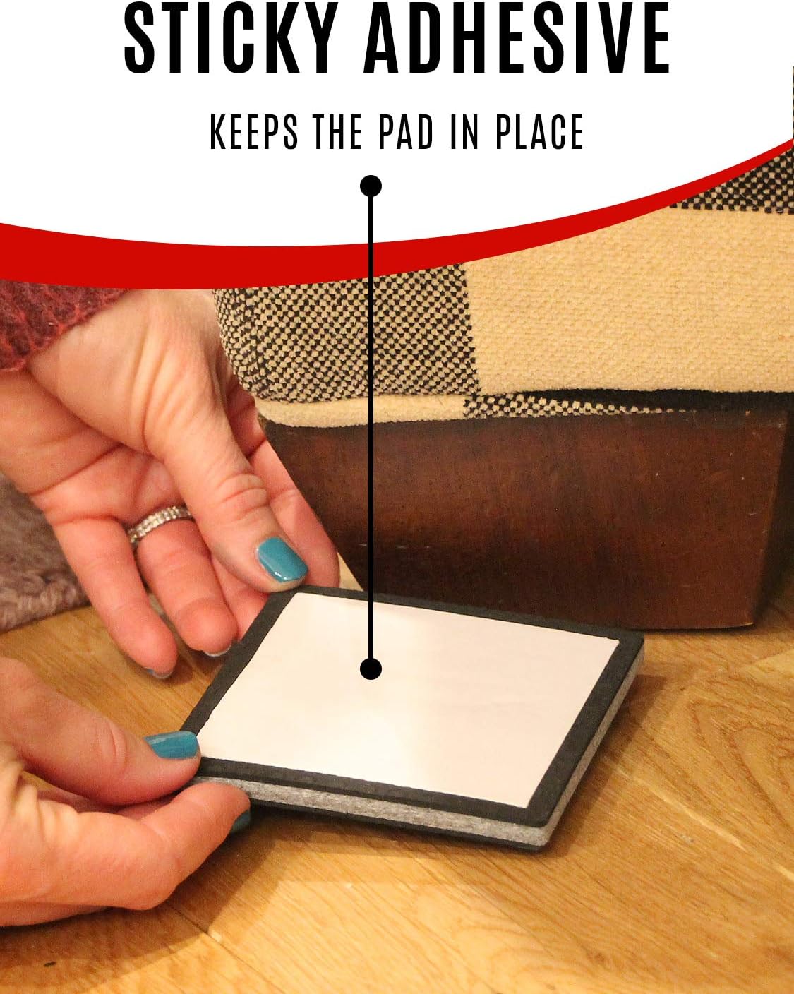 SlipToGrip Non Slip Furniture Pad Grippers - Stops Slide - Multi Size (4 Pads) - Make 4", 1", 2", etc.- Pre-Scored Multiple Sizes - 3/8" Felt Core - Anti Slip - No Nails, No Glue.