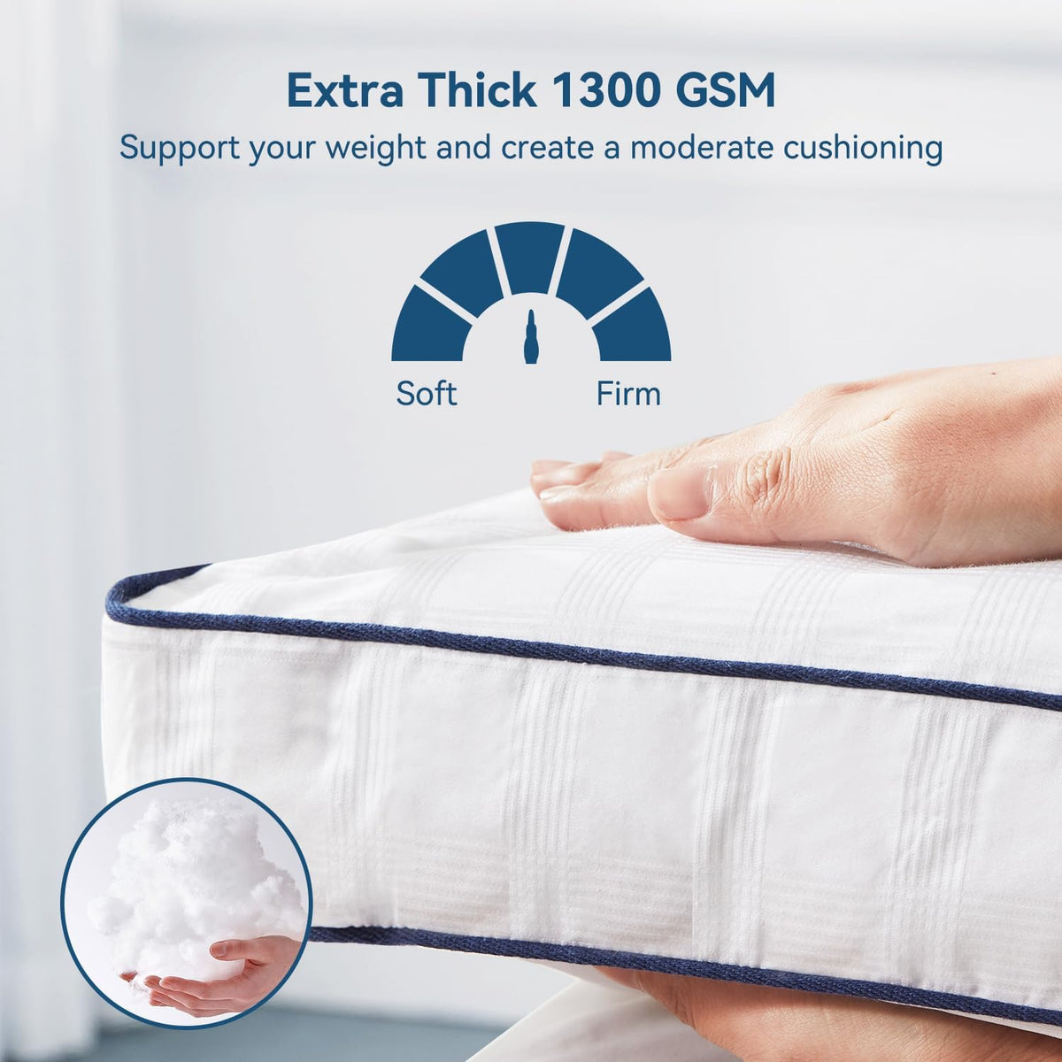 ELEMUSE Full Cooling Mattress Topper, Extra Thick 1300gsm Mattress Pad for Back Pain Relief, Plush 500TC Cotton Pillow Top with Deep Pocket, Overfilled with Mixed Advansa Down Alternative Filling