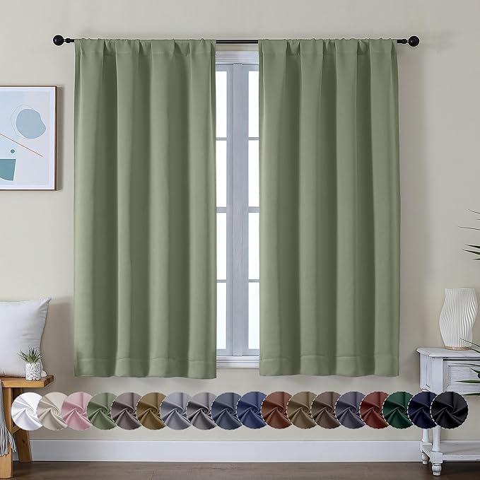 Simplebrand Ava Sage Green Short Blackout Curtains