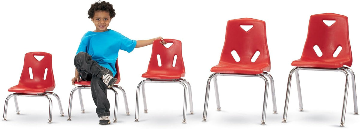 Jonti-Craft Berries 8142JC1114 Stacking Chair with Chrome-Plated Legs, 12" Height, Orange
