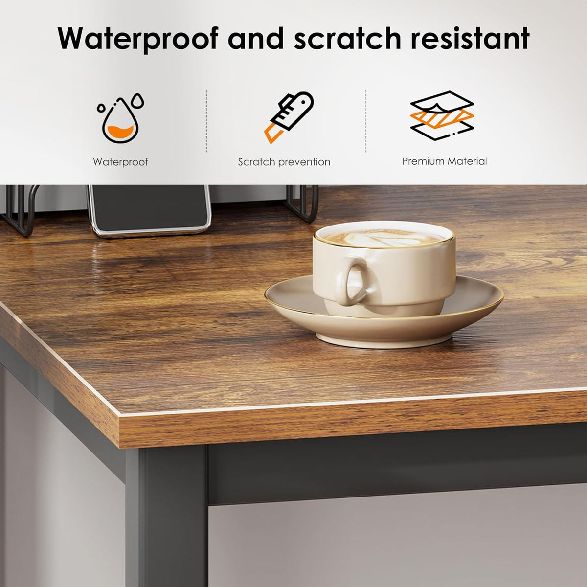 DlandHome Computer Desk, Large Executive Office Desk Computer Table Study Writing Workstation for Home Office,70.8 x 31.5 inch,Retro