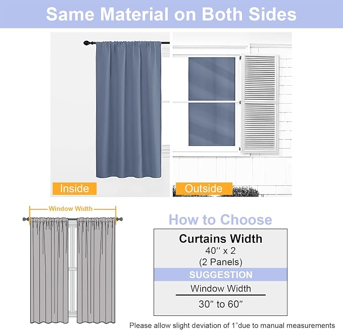 Simplebrand Ava Denim Blue Short Blackout Curtains