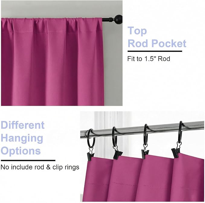 Simplebrand Ava Hot Pink Blackout Curtains