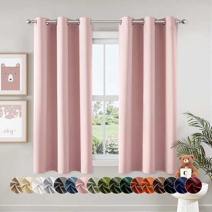 MIULEE Baby Pink Blackout Curtains
