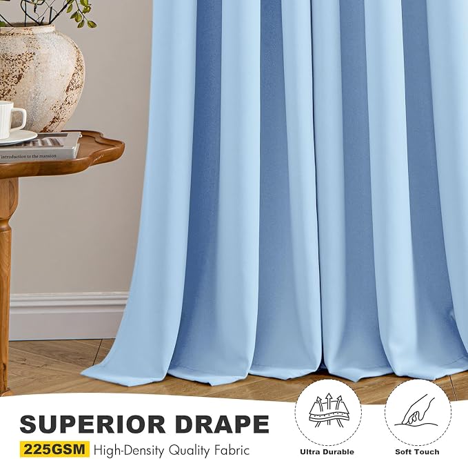 MIULEE Sky Blue Blackout Curtains