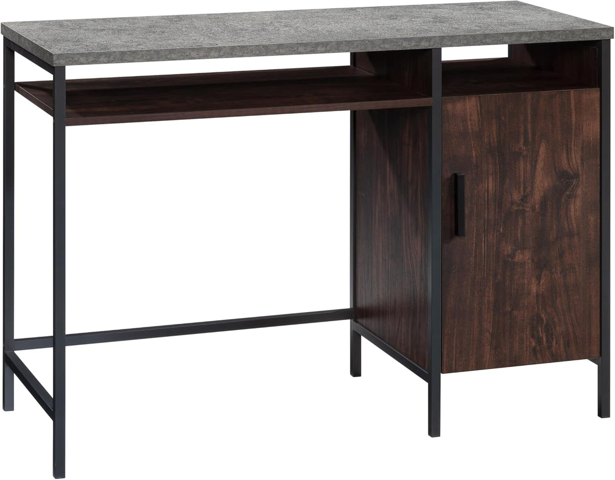 Sauder Market Commons Single Pedestal Desk, Rich Walnut Finish